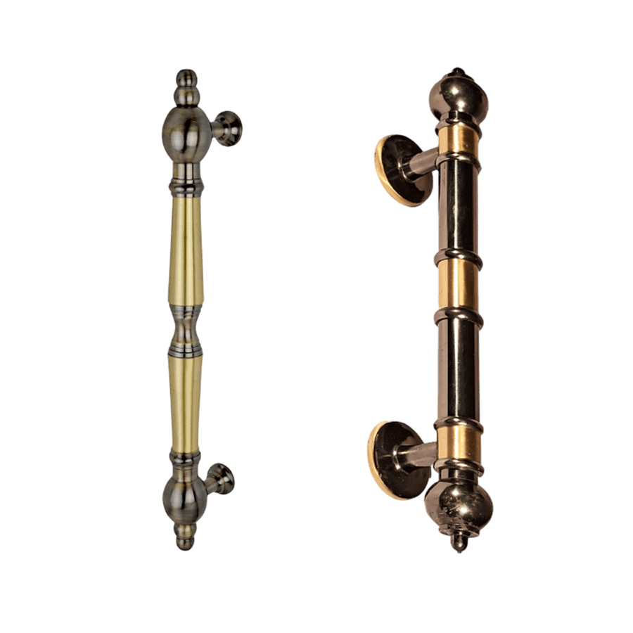 FANCY BRASS DOOR HANDLE (BLACK & GOLD)